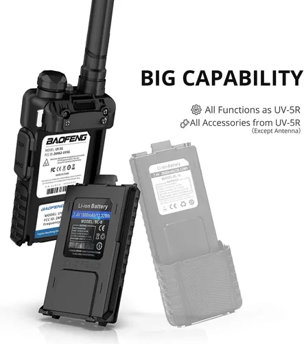 Vista 4 de BAOFENG Radio GMRS UV-5G (UV-5X), radio bidireccional recargable de largo alcance con recepción y escaneo meteorológico NOAA, radio de mano GMRS