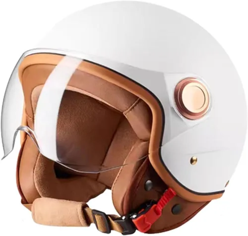Vista 9 de Casco vintage de cara abierta 3/4 para hombres y mujeres, aprobado por el DOT para adultos, casco retro para motocicleta, casco de ciclomotor
