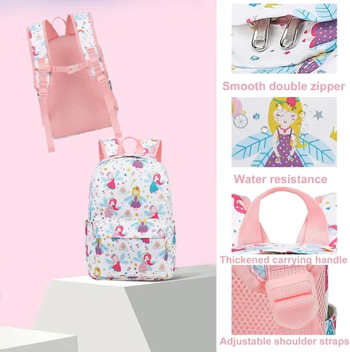Vista 4 de LOIDOU Mochila para niños y niñas, mochilas preescolares para la escuela, bolsas escolares para jardín de infantes con lonchera
