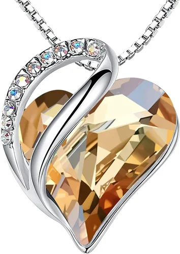 Vista 29 de Leafael - Collares para mujer, dije de corazón de amor infinito con cristales de piedra natal, cadena chapada en plata de 18 + 2 pulgadas, regalo