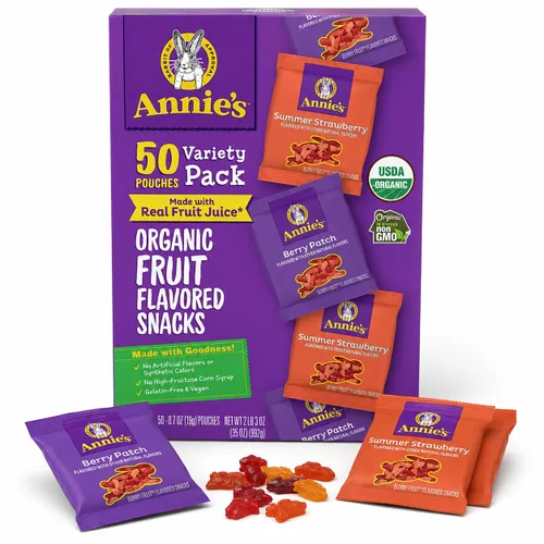 Vista 24 de Bocadillos Orgánicos Building Blocks de Annie's con Sabor a Fruta, Sabores de Frutas Variados, Sin Gluten, 10 Bolsas, 7 oz Formas de bloques