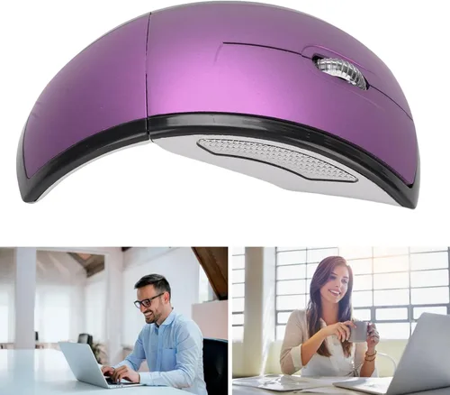 Vista 6 de XUMIUZIY Ratón inalámbrico plegable, mouse ergonómico portátil de 2.4 G con apagado magnético, para computadora portátil (morado)