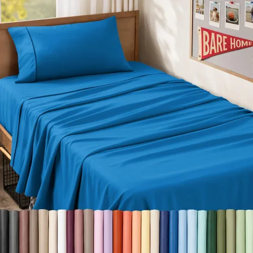 Vista 72 de Bare Home Juego de Sábanas Twin - Sábanas de Cama de Microfibra Ultra-Suave 1800 - Doble Cepillado - Bolsillos Profundos - Ajuste Fácil - Extra