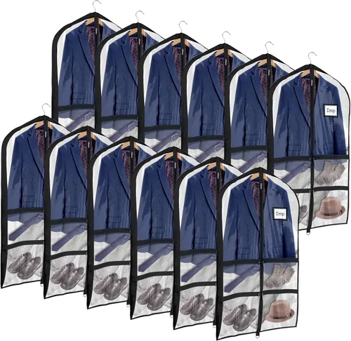Vista 8 de Univivi Bolsas de PVC transparente para disfraz de baile, bolsa de ropa de 35 pulgadas para competiciones de baile, con 3 bolsillos separados