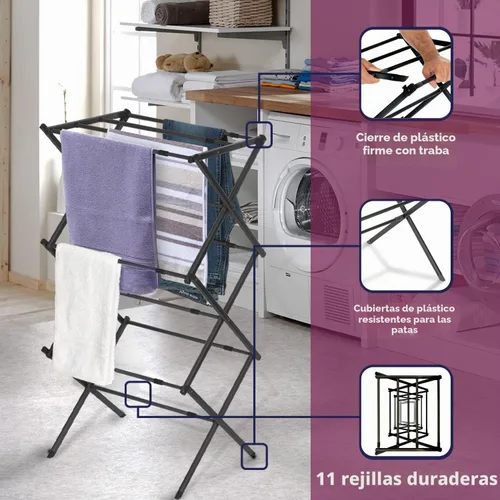 Vista 4 de BLACK+DECKER Organizador de lavandería extensible/plegable para secar ropa. Esencial para campamento/remolques o cualquier lugar donde seque la ropa
