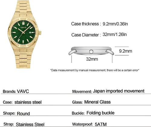 Vista 5 de VAVC Women Luxury Watch,Couple Watch- Stylish Timepiece for Business, Gift, or Graduation -Analog Waterproof Wrist Watch for Men Women