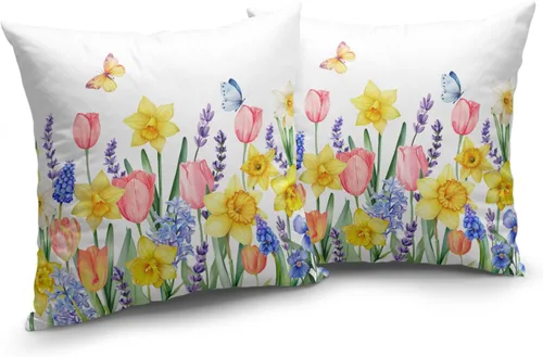 Vista 125 de Juego de 2 fundas de almohada de 16 x 16 pulgadas, diseño patriótico de bandera estadounidense con estrellas para exteriores, estilo casa de campo