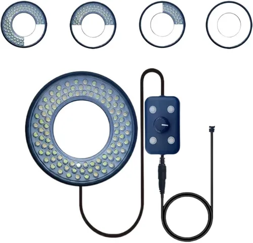 Vista 3 de Kit de accesorios para microscopio LED anillo luz USB 5V 4 zonas temperatura de color ajustable microscopio estéreo diapositivas de microscopio USB