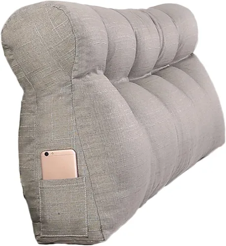 Vista 12 de Cojín triangular grande para cabecero de lectura, almohada para reposo en cama, respaldo triangular, respaldo de forro polar, soporte de Café