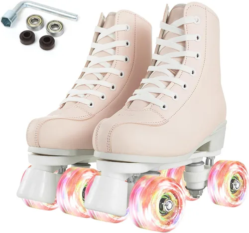 Vista 9 de Silvertree Patines de ruedas para mujeres y hombres de cuero de poliuretano de alta calidad para adultos, patines de derby de ruedas ligeras