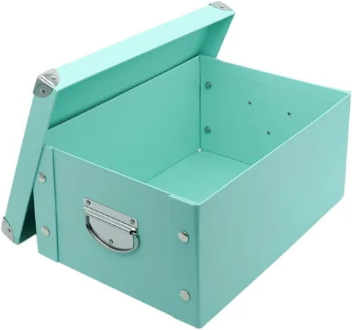 Vista 17 de GUOZI Caja de almacenamiento plegable, caja de memoria decorativa con tapa y esquinas reforzadas de metal, contenedor de archivos de cartón