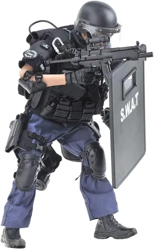 Vista 11 de YEIBOBO! Figura de acción de equipo SWAT de las Fuerzas Especiales, altamente detallada de 12 pulgadas (ASSUALTER)