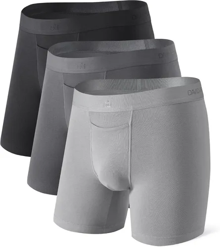 Vista 8 de DAVID ARCHY - Calzoncillos para hombre, estilo boxer briefs de algodón, con bolsa, ultra absorbentes, transpirables, suaves, con bragueta Negro