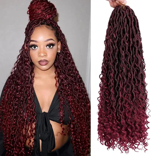 Vista 36 de 8 pulgadas Goddess Faux Locs pelo de ganchillo para mujer negro 7 paquetes de rastas estilo bohemio río para mujeres niños cabello pre rizado