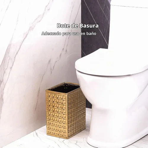 Vista 5 de Basurero de cerámica, pequeño bote de basura para baño y cocina, cubo