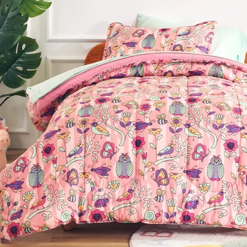 Vista 16 de SLEEP ZONE Juego de edredón de 5 piezas para niños, tamaño individual, súper lindo y suave, ropa de cama para niños en una bolsa, juego de 5 piezas