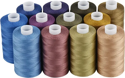 Vista 13 de Simthread 12 Colores Multiusos Hilo de Algodón para Acolchado 50s/3 Hilo para Piezas, Costura, etc. - 503 Metros Cada 12C01
