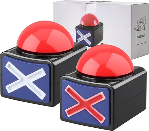 Vista 7 de Paquete de 2 zumbadores de juego con luces y sonido – Botones de zumbador para disputas familiares, trivias, espectáculos de talentos, accesorios