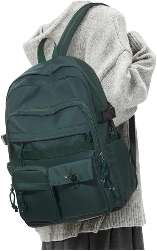 Vista 9 de weradar Mochila Escolar Para Mujeres y Hombres, Mochila Universitaria Estética, Bolsa Ligera de Escuela Secundaria Mochila, a1-Negro, Grande