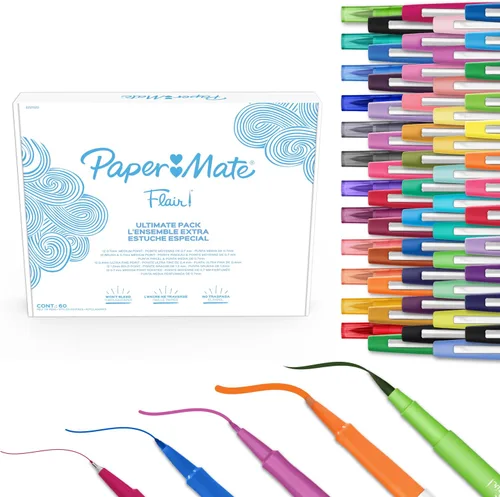 Vista 7 de Paper Mate Paquete Variado de Bolígrafos, Bolígrafos de Gel Retráctiles InkJoy, Punta de Fieltro Flair, 28 Unidades - Colores Surtidos, Escritura