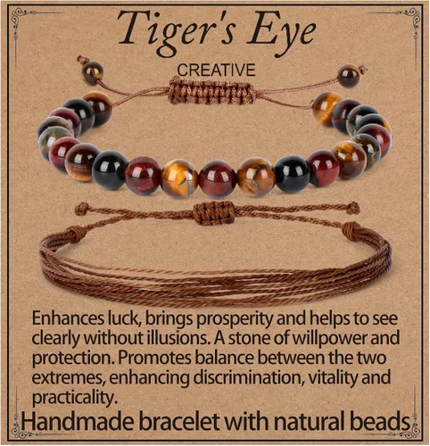 Vista 10 de LPBeads Pulsera de piedra natural hecha a mano de tamaño ajustable