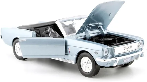 Vista 3 de Motormax Escala 1/24 Diecast 1964 1/2 Ford Mustang Convertible en Color Azul Claro