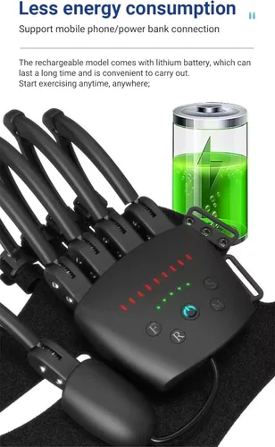 Vista 7 de Guantes de robot de rehabilitación mejorados para hemiplejia cerebral, robot portátil de mano con 4 modos de entrenamiento, fuerza ajustable