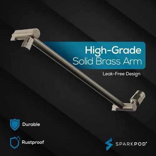 Vista 8 de SparkPod Cabezal de ducha tipo lluvia cuadrado con brazo de extensión, cabezal de ducha de altura ajustable con rendimiento de alta presión, fácil