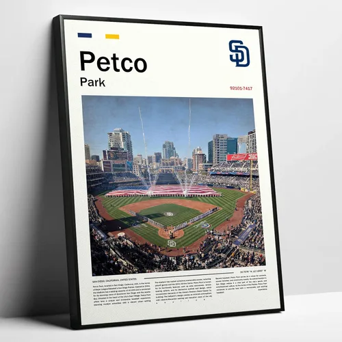 Vista 8 de Póster del estadio PetcoPark (lienzo de 17 pulgadas de largo x 11 pulgadas de ancho) de San Diego Ballpark para pared, póster deportivo retro