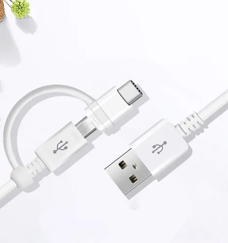 Vista 4 de Cable de datos USB de 5 A completo funciona para DJI Osmo Action con adaptador MicroUSB y USB tipo C para velocidades de carga rápida dual Blanco