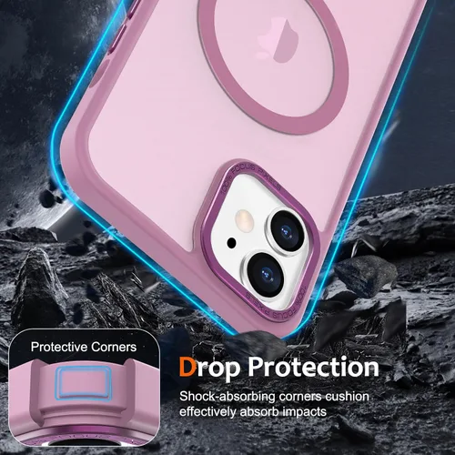 Vista 1199 de Anuck - Funda magnética para iPhone 11 compatible con MagSafe, carcasa trasera mate translúcida dura, borde de TPU, delgada, resistente a impactos