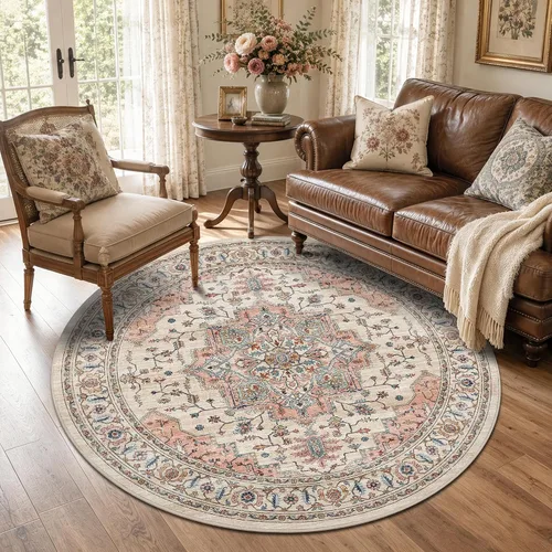 Vista 26 de Alfombra de pasillo vintage de 2 x 6 pies de pelo bajo Marrón beige