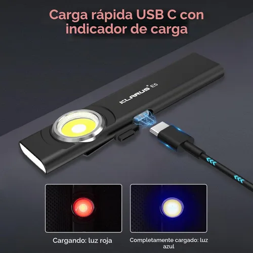 Vista 7 de Klarus E5 2 piezas de linterna de bolsillo, linterna recargable EDC, súper delgada 4.2x1x0.3 pulgadas, 600 lúmenes, puerto USB-C, IPX4, fuente