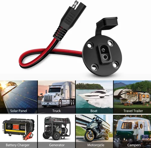 Vista 6 de Nilight Paquete de 2 conectores de enchufe de alimentación SAE de 12 AWG, puerto de pared lateral, conexión rápida, conector de montaje empotrado