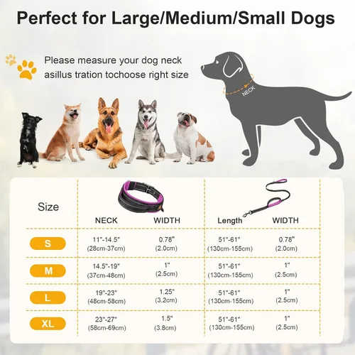 Vista 6 de DAGANXI Collar para perro, ajustable, de neopreno suave, acolchado, transpirable, tira reflectante, collar de nailon para perros pequeños, medianos