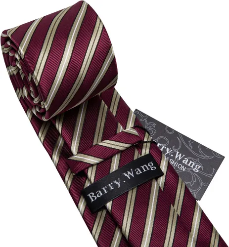 Vista 156 de Barry.Wang Juego de corbatas para hombre, corbata de seda a rayas, tejido a cuadros, gemelos formales, negocios, boda