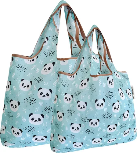 Vista 8 de allydrew Bolsas de comestibles reutilizables de nailon plegables grandes y pequeñas, juego de 2