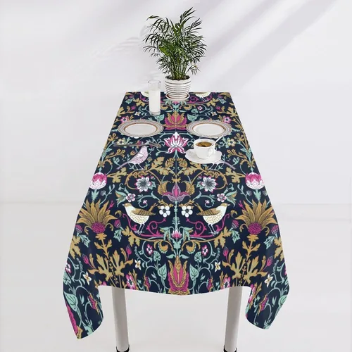Vista 282 de Mantel Floral Retro de Pájaros, Diseño Original Bohemio William Morris Estampado Cubierta de Mesa para Hogar Picnic Fiesta Comedor Cocina William