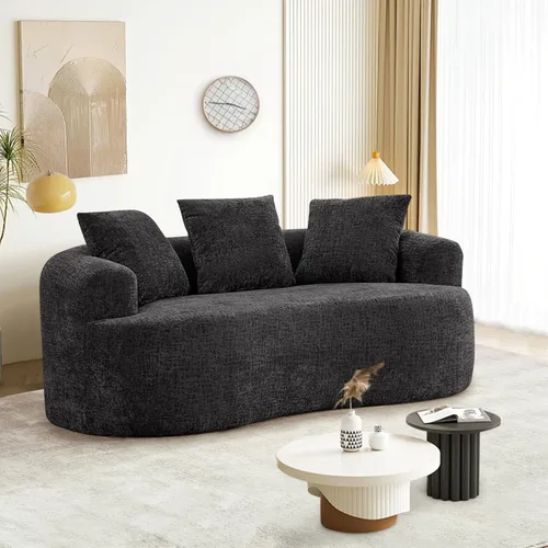 Vista 7 de Sofá modular curvo de 60.18 pulgadas para sala de estar, moderno sofá nube de felpilla de felpa con asiento profundo comprimido sin hueso con 3