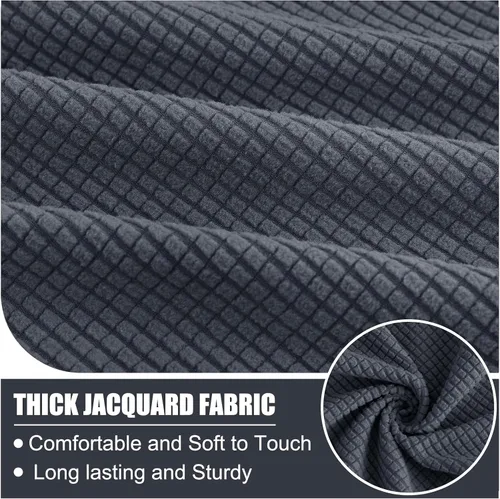 Vista 4 de Smiry Fundas de cojín impermeables para sofá, fundas de cojín de jacquard elástico, lavables, fundas de cojín gruesas para sofá, protector de Gris