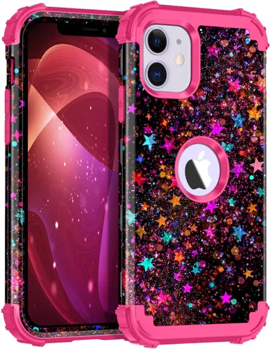 Vista 90 de Miqala Funda compatible con iPhone 8 Plus, iPhone 7 Plus, que brilla en la oscuridad, tres capas, resistente a los golpes, parachoques de plástico