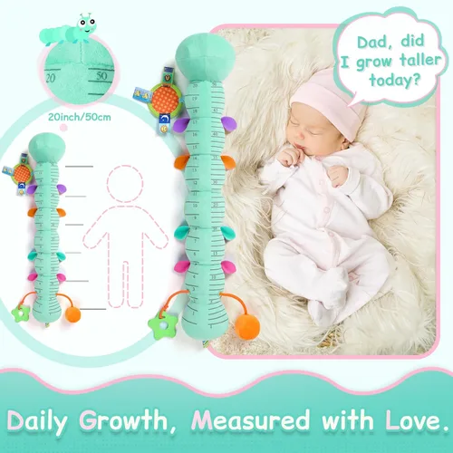 Vista 5 de Juguetes para Bebés Sensoriales Musicales de Animales de Peluche para Infantes de 0-3-6-12 Meses Tiempo Boca Abajo Recién Nacido, Oruga de Peluche