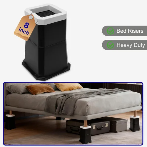 Vista 6 de EleganceX Elevadores de cama resistentes, paquete de 4 – eleva camas, mesa y sofá de hasta 3.5/5/8.5 pulgadas, elevadores antideslizantes