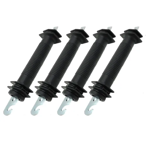 Vista 4 de 2 piezas de valla eléctrica de plástico resistente puerta manija aisladores con resorte (negro)