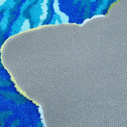 Vista 3 de Alfombrilla Abreeze con 4 rosas, alfombrillas con diseño de flores azul, hecha a mano, antideslizante (no se desliza), alfombrilla moderna, de puede