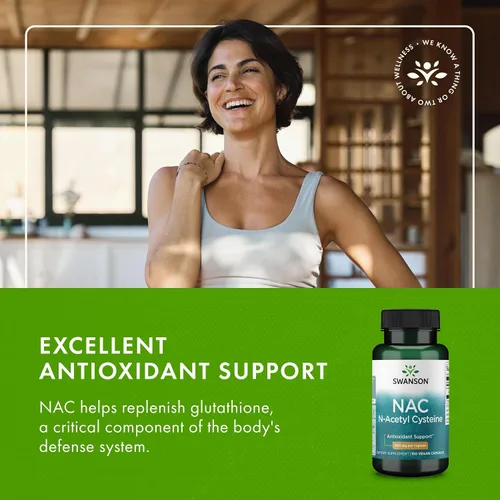 Vista 6 de Swanson NAC N-acetil cisteína salud hepática y suplemento antioxidante para adultos que buscan desintoxicación y apoyo de radicales libres - 600 mg