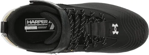 Vista 3 de Under Armour Botines de béisbol moldeados de goma Harper 7 para hombre (001) Negro/Blanco/Negro