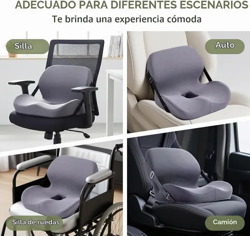 Vista 9 de EGOHOME Cojín de asiento en forma de L para silla de oficina y coche, cojín de coxis de espuma viscoelástica con soporte lumbar - Alivia el dolor