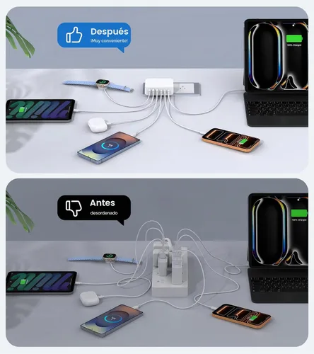 Vista 7 de Bloque de cargador rápido USB de 100W, concentrador de estación de carga
