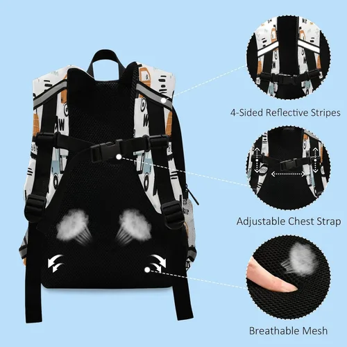 Vista 4 de Mochila de transporte para niños y niñas, mochila preescolar para niños y niñas, mochila escolar para niños con correa, mochila informal de viaje